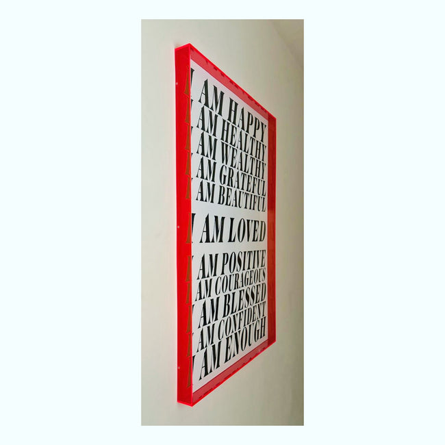 Affirmations Poster in a Red Neon Perspex Frame